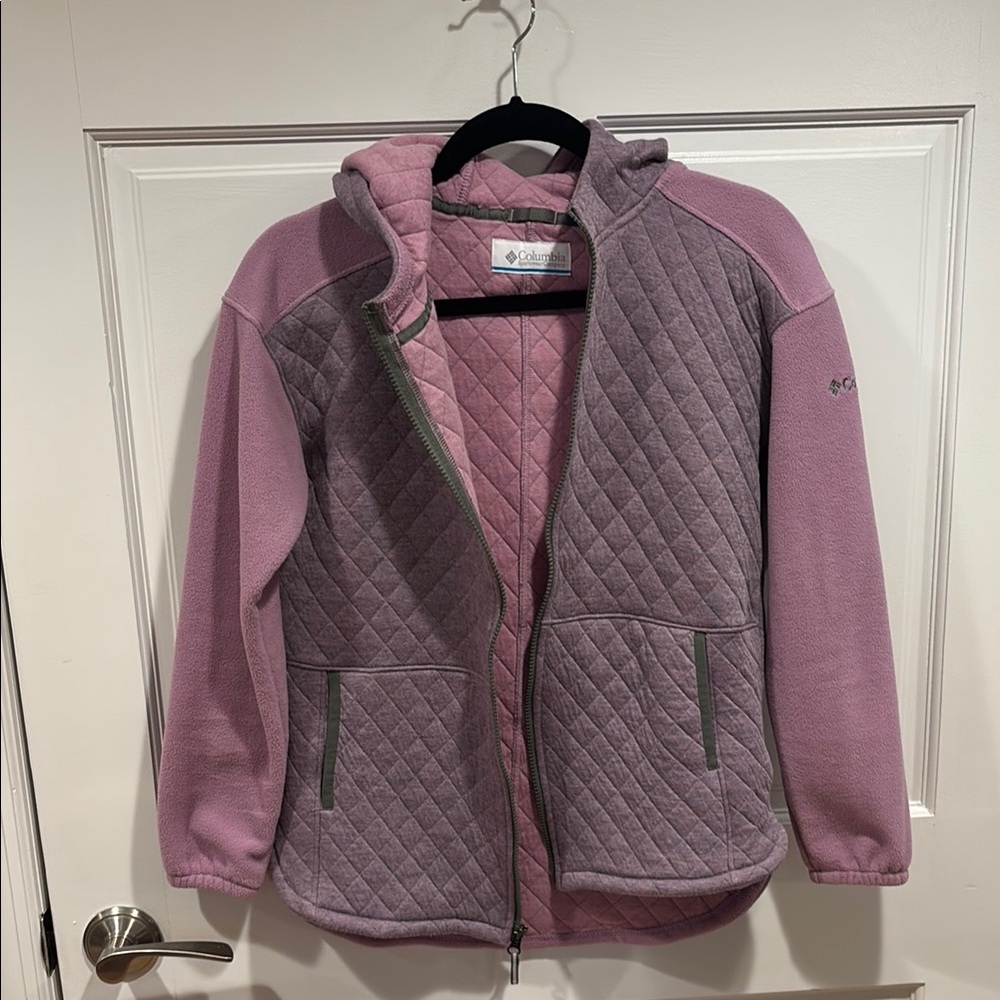 Columbia Pink Hooded Puffer Jacket Quilted Design